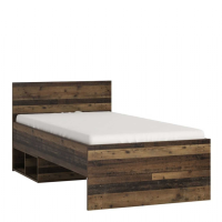 Industrial Brooklyn Walnut Single 3ft Bed with 2 Open Storage 81x95cm