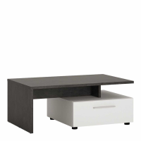 Modern Funky White and Black Painted 2 Drawer Low Coffee Table 100cm Wide