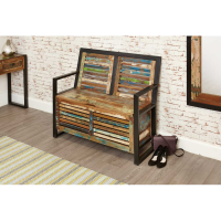 Hallway Shoe Storage Monks Bench Rustic Painted Boat Wood With Lid