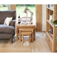 Solid Light Oak Nest of 3 Coffee Tables Rectangular Shape Set of 3