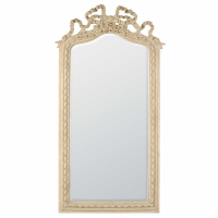 Antique White Tall Wall Mirror With Carved Detail