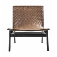 Modern Style Acacia Wood And Buffalo Leather Living Room Lounge Chair 76 x 71cm