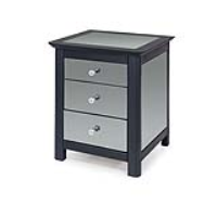 Ayr Modern Mirrored Glass Dark Carbon 3 Drawer Bedside Table Cabinet 55x45x40cm