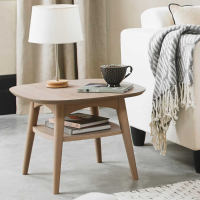 Modern Oak Side Lamp Table with Shelf 55cm Square Dansk Scandi Style