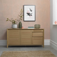 Modern Scandi Oak Wide Sideboard Cabinet 2 Doors 3 Drawers H79 x W153cm