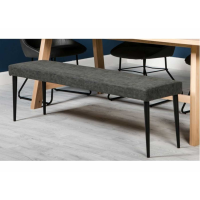 Darcy Wax Grey Faux Leather Upholstery 160cm Kitchen Dining Room Bench on Black Legs