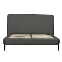 Dark Grey Cotton Fabric Upholstered Modern Bed 4ft6in Double 135cm Metal Legs