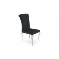 Nicole Modern Black Fabric Dining Chair on Polished Steel Frame Legs 45x170cm