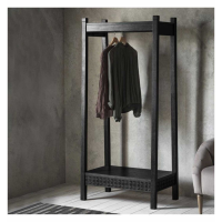 Boho Style Matt Black Charcoal Finish Boutique Wooden Open Bedroom Wardrobe 174x80cm