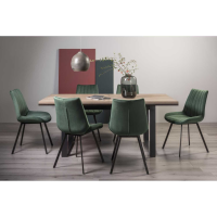 Tivoli Weathered Oak 6 to 8 Seater Table And 6 Fontana Green Velvet Fabric Chairs Dining Set