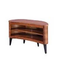 Modern Curved Corner TV Media Stand Unit in Walnut Wood with 2 Shelves