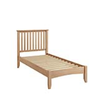 Modern Style Natural Oak Finish 3ft Single Bed With Tapered Legs and Slatted Back 110x103cm