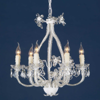White Enamel Chandelier 6 Arm