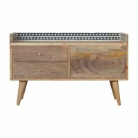 Modern Style Bone Inlay Gallery Back Living Room Media Display Unit 55 x 90cm