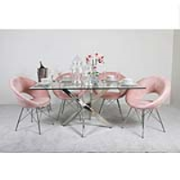 Value Nova 160cm Rectangular Dining Set With 4 Pink Orb Chairs