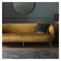 Modern Gold Velvet 3 Seater Ripped Pattern Living Room Sofa 82x209cm