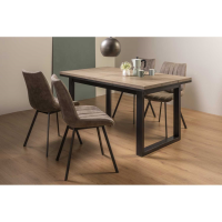 Tivoli Weathered Oak 4 to 6 Seater Extending Dining Set with 4 Fontana Tan Faux Suede Fabric Chairs