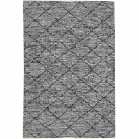 Aubel Hand Woven Pit Loom Grey Pattern 160x230cm Leather Rug