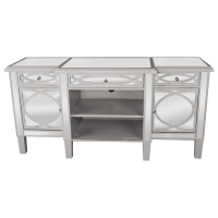 Paloma Grey Patterned Large Mirrored Glass 3 Drawer 2 Door TV Media Entertainment Unit