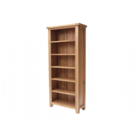 Large Solid Oak Natural 185cm Tall Open Bookcase with Fixed Shelves