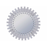 Large Faceted Cog Gear Tooth Round Wall Mirror Sunflower Design 100cm Diameter