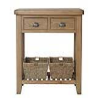 Traditional Style Oak Wood 2 Drawer Living Room Console Table With Shelf 65 x 100cm