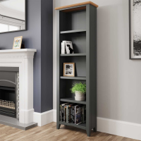 Modern Style Grey Painted Large Storage and Display Bookcase with 5 Shelves 180x60cm