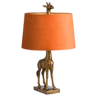 Retro Antique Gold Giraffe Table Lamp with Burnt Orange Drum Lamp Shade 70x40cm