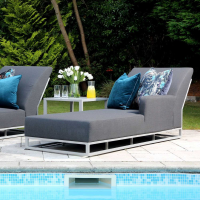 Outdoor Garden Dark Grey Fabric Modular Sunlounger Sofa Metal Framed