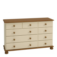 Richmond Cream MDF and Pine Smooth Lacquered 2 Over 3+4 Bedroom Chest Of Drawers 74x120cm