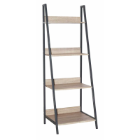 Ladder Bookcase Unit With Oak Effect And Grey Metal Frames