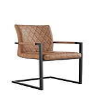Modern Metal And Tan PU Leather Upholstered Dining Room Carver Chair 90 x 55cm