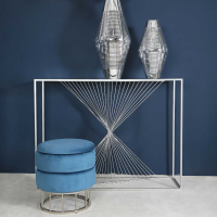 Silver Metal And Clear Glass Hallway Console Table Modern Designed 107cm
