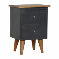 Modern 2 Drawers Midnight Blue Hand Painted Mango Wood Bedside Table Cabinet 50x35cm