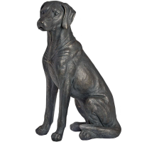 Life Size Black and Gold Sitting Labrador Dog Bronze Garden Statue
