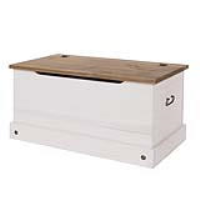 Corona White Painted Storage Trunk Blanket Bed Box Oak Top Mexican Style 90cm