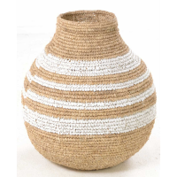 Woven Rounded Curved Shape Striped Storage Basket 50cm Diameter