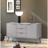 Light Grey Sideboard on Hairpin Metal Legs 130cm Wide 2 Doors 3 Drawers