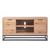 Traditional Oak Wood And Steel Large 2 Door Living Room TV Unit With Shelf 50 x 150cm