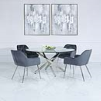 130cm Round Dining Table And 4 Grey Stella Chairs