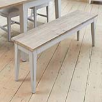Large Solid Wood Distressed Grey Painted Kitchen Dining Room Bench Limed Top 150cm