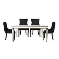 Apollo Champagne Dining Set With 4 Tufted Back Black Chairs