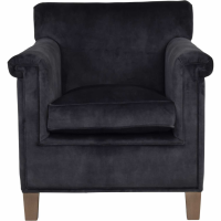 Modern Style Lytham Coal Velvet Upholstered Club Chair With Wooden Legs 74 x 72cm