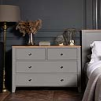 Large Grey Painted 2 Over 2 Chest Of Drawers Solid Light Oak Top 83x100cm