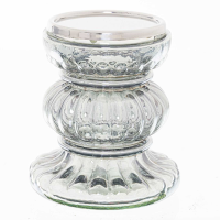 Smoked Midnight Ribbed Candle Holder