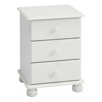 Richmond White MDF Smooth Lacquered 3 Drawer Bedroom Bedside Cabinet 58x44cm