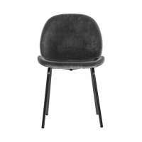 Modern Soft Grey Velvet Kitchen Dining Chair On Metal Legs (2pk) 81.5x53cm