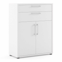 Prima Bookcase 2 Shelves With 2 Drawers and 2 Doors in White