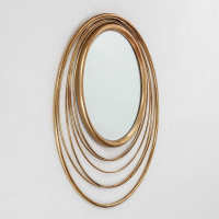 Modern Large Gold Metal Gilt Leaf Round Wire Swirl Wall Mirror 73cm Diameter
