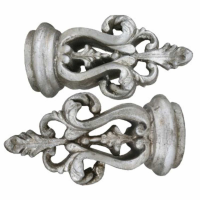 Silver Gilt Leaf Curtain Finials 6 Inch